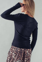 Load image into Gallery viewer, Ribbed Henley Long Sleeve Top