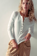 Load image into Gallery viewer, Ribbed Henley Long Sleeve Top