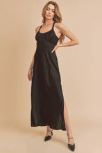 Load image into Gallery viewer,  Black dress tie back side slit shop fond du lac women’s boutique