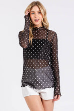 Load image into Gallery viewer, Polka Dot Mesh Long Sleeve Top