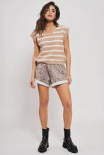 Load image into Gallery viewer, Mocha white striped v-neck knit vest shop women’s fond du lac boutique