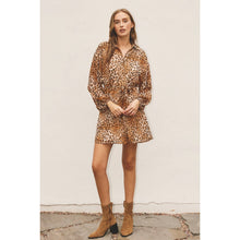 Load image into Gallery viewer, Lined bubble sleeves elastic cuffs animal print midi dress shop fond du lac women’s boutique