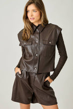 Load image into Gallery viewer, Vest button down faux leather shop fond du lac women’s boutique