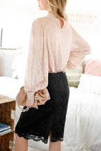 Load image into Gallery viewer, Floral Pattern Lace Pencil Skirt