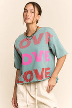 Load image into Gallery viewer, Short sleeve LOVE bilingual shirt seafoam oversized shop fond du lac women’s boutique