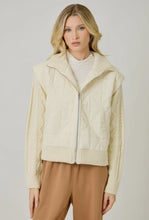 Load image into Gallery viewer, Mixed media quilted zipper long sleeves jacket shop fond du lac women’s boutique