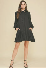 Load image into Gallery viewer, Long sleeve dress black tiered shop fond du lac women’s boutique