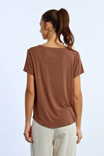 Load image into Gallery viewer, Short sleeve v-neck rhinestone heart soft comfy shop women’s boutique fond du lac