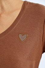 Load image into Gallery viewer, Soft comfy short sleeve v- neck rhinestone heart shop women’s boutique fond du lac