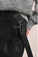 Load image into Gallery viewer, Black faux leather side zipper high waisted long skirt shop fond du lac women’s boutique