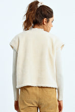Load image into Gallery viewer, Fur-effect sleeveless off white jacket open front shop fond du lac women’s boutique