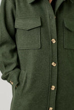 Load image into Gallery viewer, Green knee length coat hoodie pockets zipper shop fond du lac women’s boutique