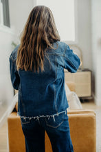 Load image into Gallery viewer, Button down denim distressed jacket shop fond du lac women’s boutique