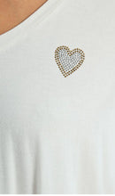 Load image into Gallery viewer, Rhinestone heart v-neck short sleeve comfy shop women’s boutique fond du lac