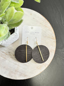 black grasscloth earring round