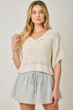 Load image into Gallery viewer, Off white drop shoulder v-neck pullover sweater boxy cropped shop fond du lac women’s boutique