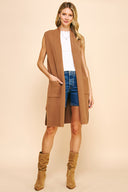 Shawl collar open front long sweater brown shop fond du lac women’s clothing store