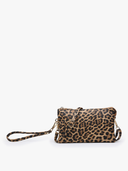 Leopard print handbag on a white background