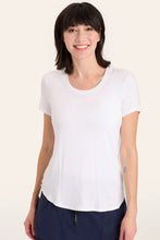 Load image into Gallery viewer, White short sleeve crew neck T-shirt shop fond du lac women’s boutique