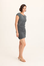 Load image into Gallery viewer, Short sleeve ruched dress round neck stretch shop fond du lac women’s boutique