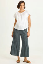 Load image into Gallery viewer, Crop gauze pant teal drawstring wide leg waist raw edge pockets shop fond du lac women’s boutique