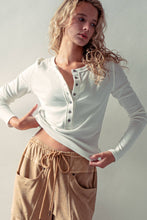 Load image into Gallery viewer, Ribbed Henley Long Sleeve Top