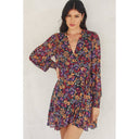 Fall Floral Wrap Dress