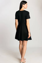 Load image into Gallery viewer, Black mini tailored modal dress short sleeve shop fond du lac women’s boutique