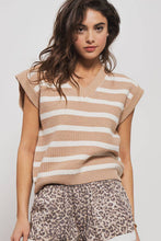 Load image into Gallery viewer, Knit vest striped v-neck shop women’s fond du lac boutique