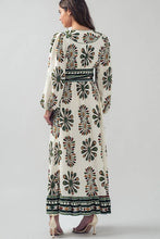 Load image into Gallery viewer, Balloon sleeves maxi dress medallion earthy tones shop fond du lac women’s boutique
