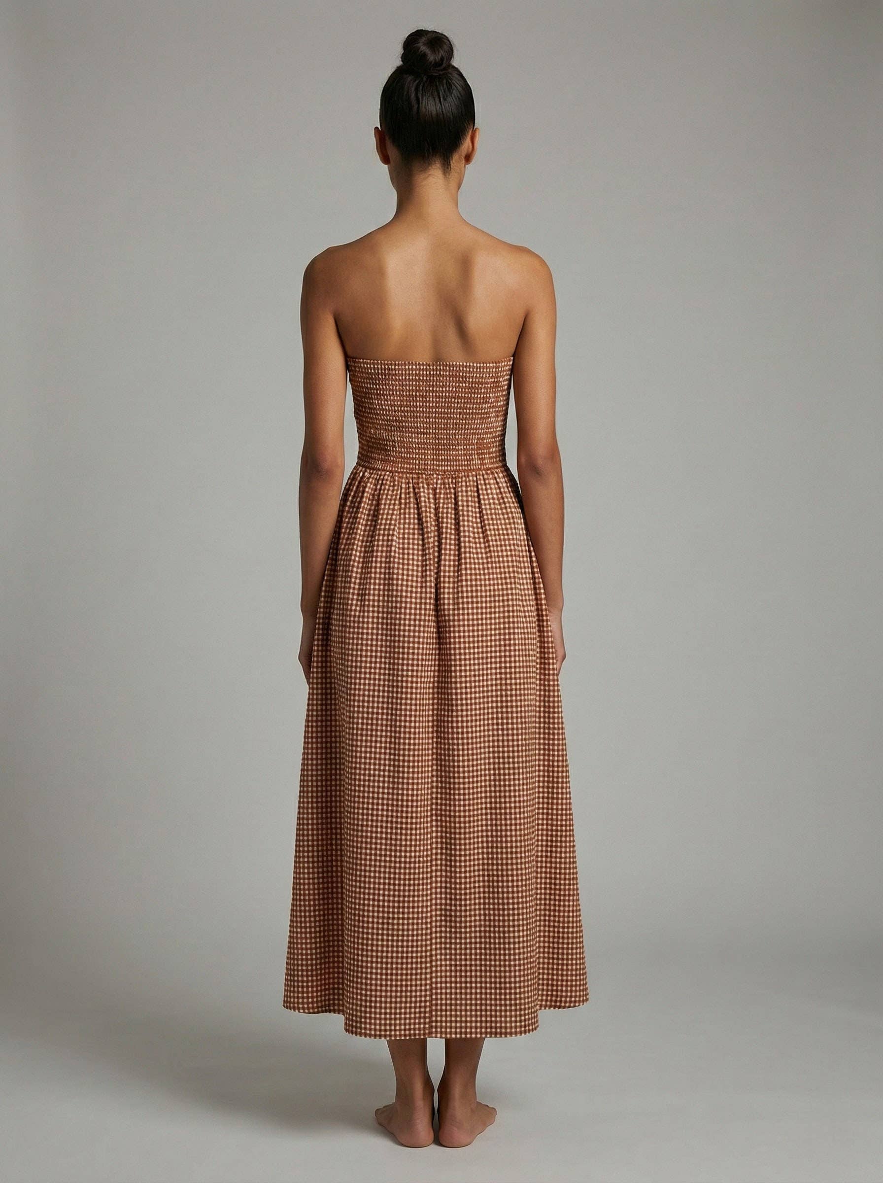 Terracotta Gingham Seersucker Maxi Dress | Meet Me in Santorini