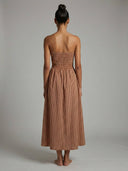 Terracotta Gingham Seersucker Maxi Dress