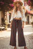Striped Knit Wide Leg Pants