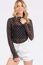 Load image into Gallery viewer, Polka Dot Mesh Long Sleeve Top
