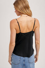 Load image into Gallery viewer, Black camisole lace trim v neck shop fond du lac women’s boutique 

