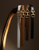 Horsebit Buckle Equestrian Stitched Napa Leather Belt