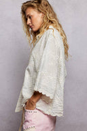 Scalloped Edges Embroidered Floral Shirt