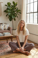 Striped Knit Wide Leg Pants