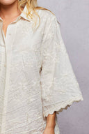 Scalloped Edges Embroidered Floral Shirt