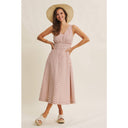 Cotton Blend Lurex Stripe Midi Dress