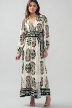 Load image into Gallery viewer, V-wrap neckline balloon sleeves maxi dress shop fond du lac women’s boutique
