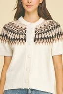 Nordic Short Sleeve Knit Cardigan
