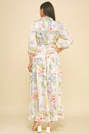 Italian Print Button Down Maxi Dress