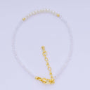 24K Gold Filled Freshwater Pearl Seed Multifaceted Gemstone Bead Bracelet