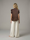 Chestnut Moon Polka Dot Ruffle Blouse