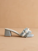 From Oasis Society low heeled sandal denim slip on shop women’s fond du lac boutique 