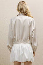 Load image into Gallery viewer, Zippered satin bomber jacket shop fond du lac women’s boutique 
