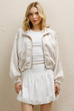 Load image into Gallery viewer, Zippered satin jacket pockets elastic waist shop fond du lac women’s boutique 
