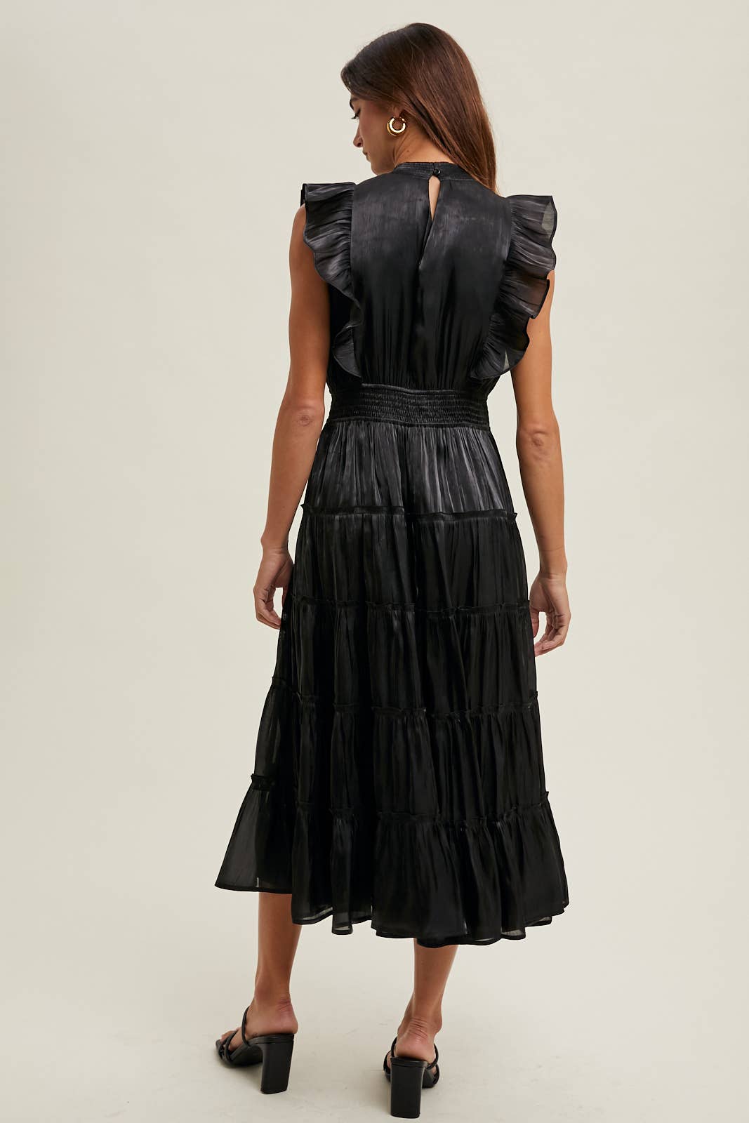 ワンピース ORGANZA MIDI DRESS Organza Tiered Midi Dress With Ruffle Detail – Cloudy Skies