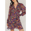 Fall Floral Wrap Dress